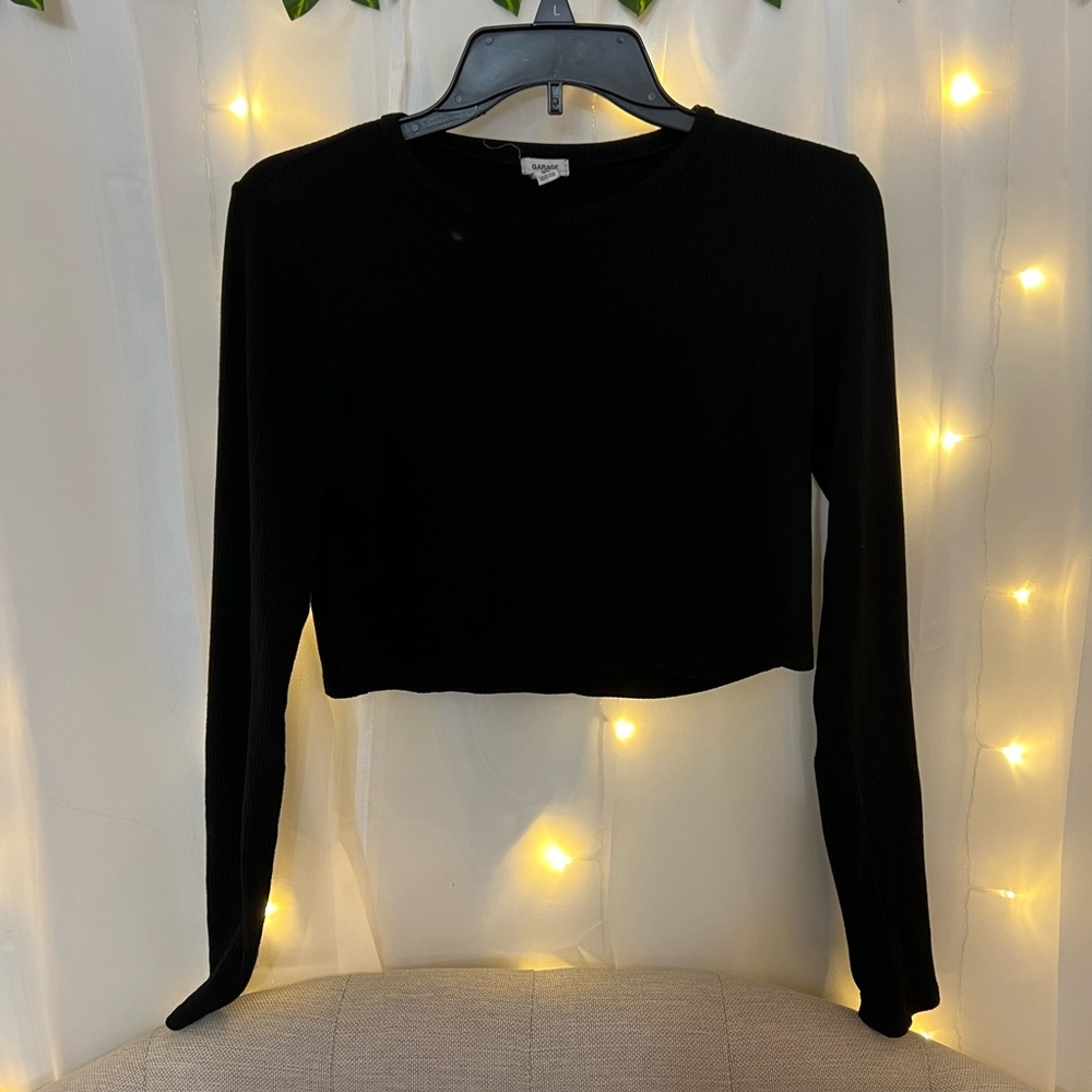 Garage black ribbed long sleeve